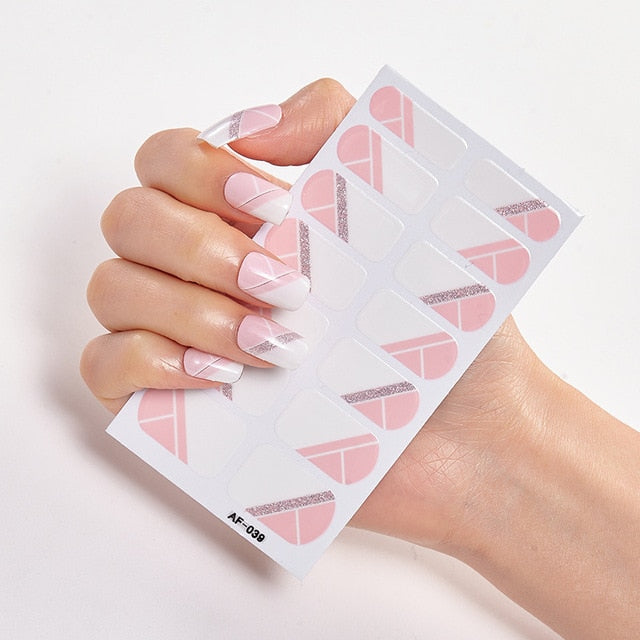 Pink & White Full Cover Nail Stickers Various Shades (2 wks SHIP).
