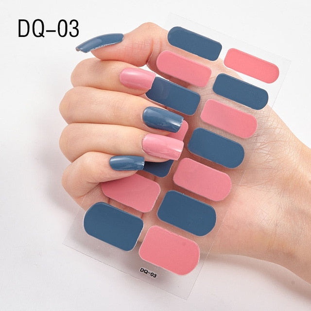  14 Tips Glittering Gel Nail Color Nail Wraps Nail Stickers Nail Art Nail Decor DQ3 series.