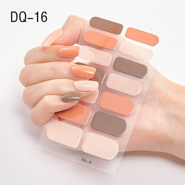 14 Tips Glittering Gel Nail Color Nail Wraps Nail Stickers Nail Art Nail Decor DQ3 series.