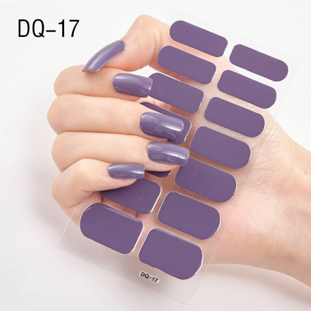  14 Tips Glittering Gel Nail Color Nail Wraps Nail Stickers Nail Art Nail Decor DQ3 series.