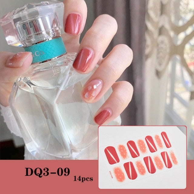 14 Tips Glittering Gel Nail Color Nail Wraps Nail Stickers Nail Art Nail Decor DQ3 series.