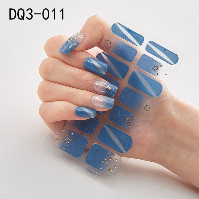  14 Tips Glittering Gel Nail Color Nail Wraps Nail Stickers Nail Art Nail Decor DQ3 series.