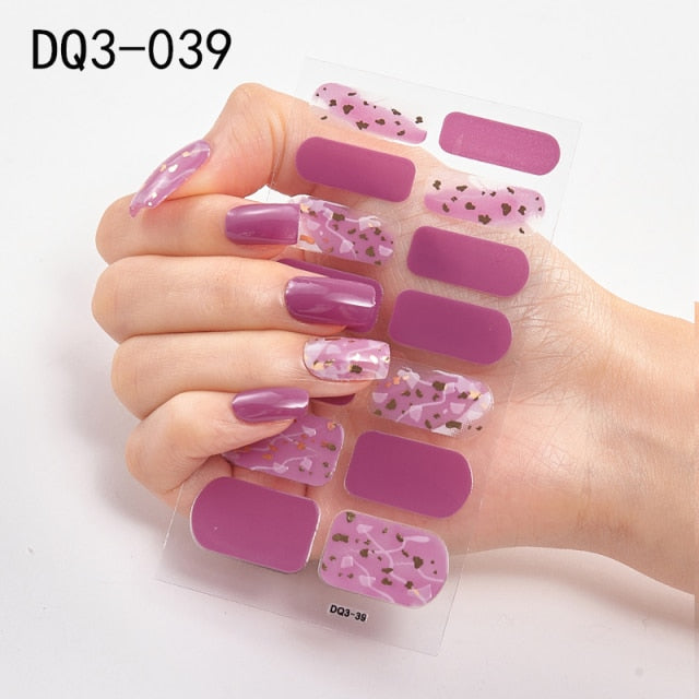  14 Tips Glittering Gel Nail Color Nail Wraps Nail Stickers Nail Art Nail Decor DQ3 series.