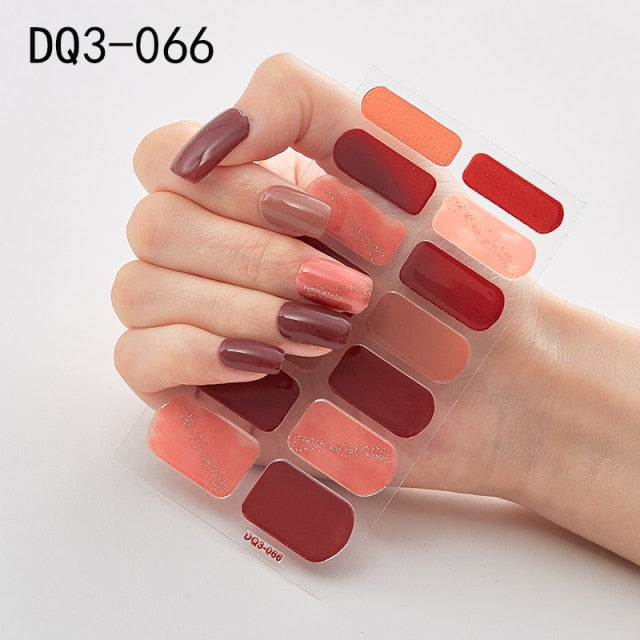 14 Tips Glittering Gel Nail Color Nail Wraps Nail Stickers Nail Art Nail Decor DQ3 series.