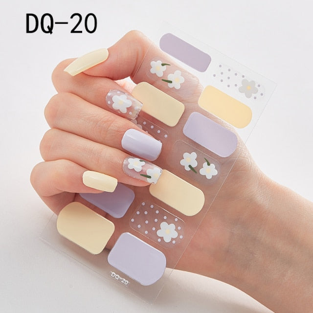  14 Tips Glittering Gel Nail Color Nail Wraps Nail Stickers Nail Art Nail Decor DQ3 series.