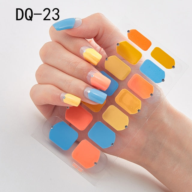 14 Tips Glittering Gel Nail Color Nail Wraps Nail Stickers Nail Art Nail Decor DQ3 series.