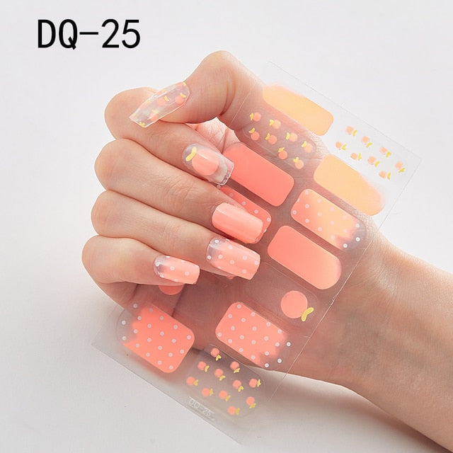  14 Tips Glittering Gel Nail Color Nail Wraps Nail Stickers Nail Art Nail Decor DQ3 series.