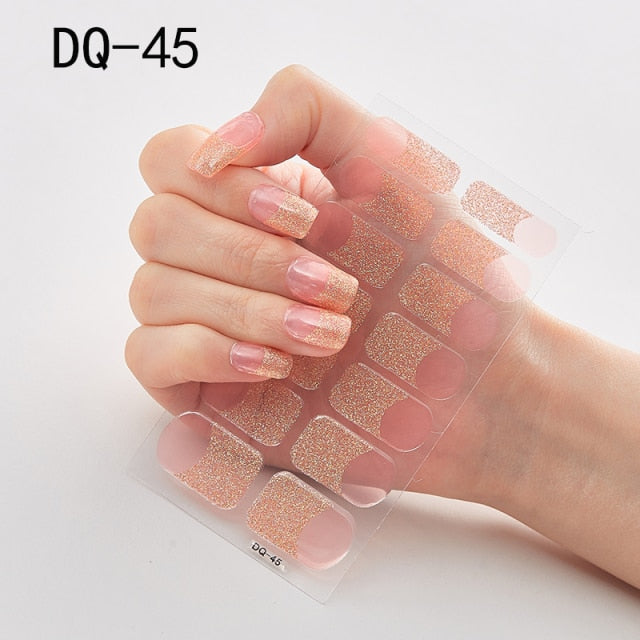  14 Tips Glittering Gel Nail Color Nail Wraps Nail Stickers Nail Art Nail Decor DQ3 series.