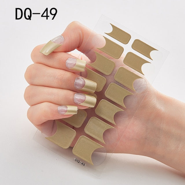  14 Tips Glittering Gel Nail Color Nail Wraps Nail Stickers Nail Art Nail Decor DQ3 series.