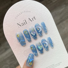 Load image into Gallery viewer, 10pcs Handmade Press on Nails Long Ballet Fake Nails w/3D Rhinestones &amp; Decorations
