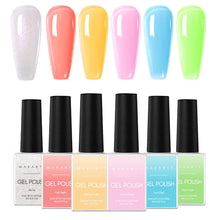 Load image into Gallery viewer, Makartt Jelly Gel Nail Polish Set - 6 Colors Rainbow Transparent Gel Nail Polish Spring Summer
