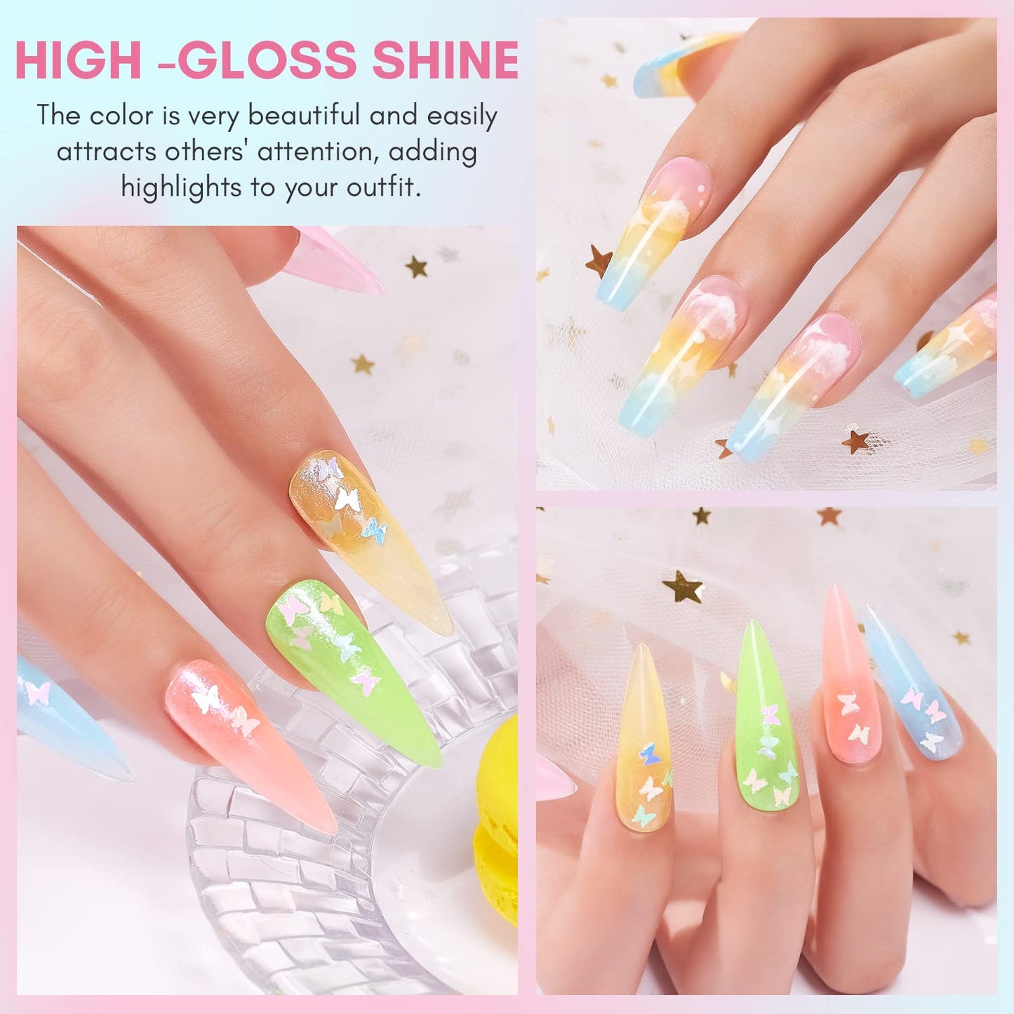 Makartt Jelly Gel Nail Polish Set - 6 Colors Rainbow Transparent Gel Nail Polish Spring Summer