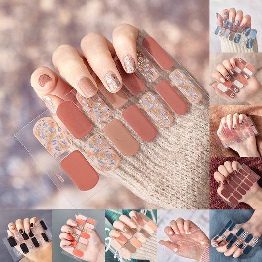  14 Tips Glittering Gel Nail Color Nail Wraps Nail Stickers Nail Art Nail Decor DQ3 series.