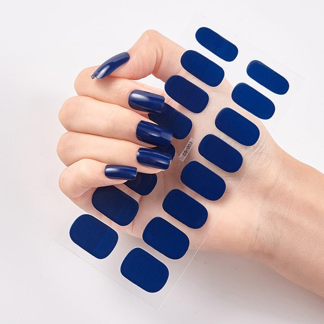  16 Tips Pure Solid Color Nail Wraps Nail Stickers CS03 Navy Blue (2 wks SHIP).