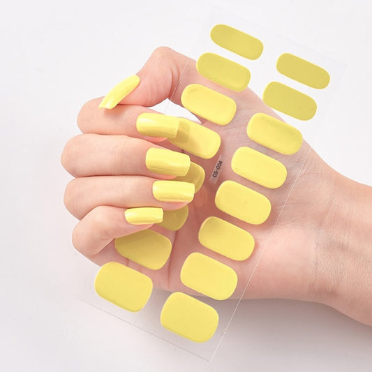  16 Tips Pure Solid Color Nail Wraps Nail Stickers CS04 Bright Yellow (2 wks SHIP).