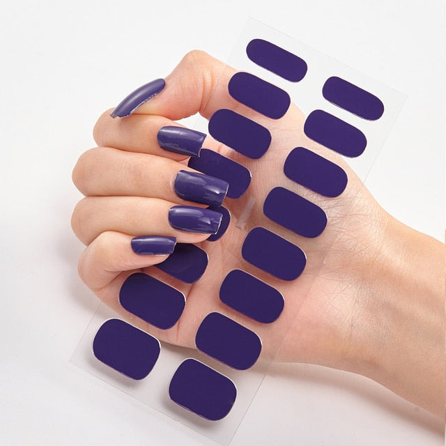  16 Tips Pure Solid Color Nail Wraps Nail Stickers CS10 Royal Blue (2 wks SHIP).