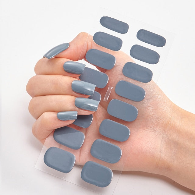  16 Tips Pure Solid Color Nail Wraps Nail Stickers CS14 Dark Gray (2 wks SHIP).