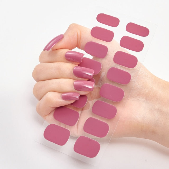  Valentines/All Seasons 16 Tips Nail Wraps Nail Stickers Nail Polish Strips CS16 Dark Pink (2 wks SHIP).