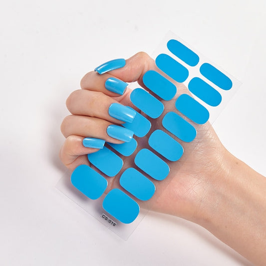  16 Tips Pure Solid Color Nail Wraps Nail Stickers CS19 Blue (2 wks SHIP).