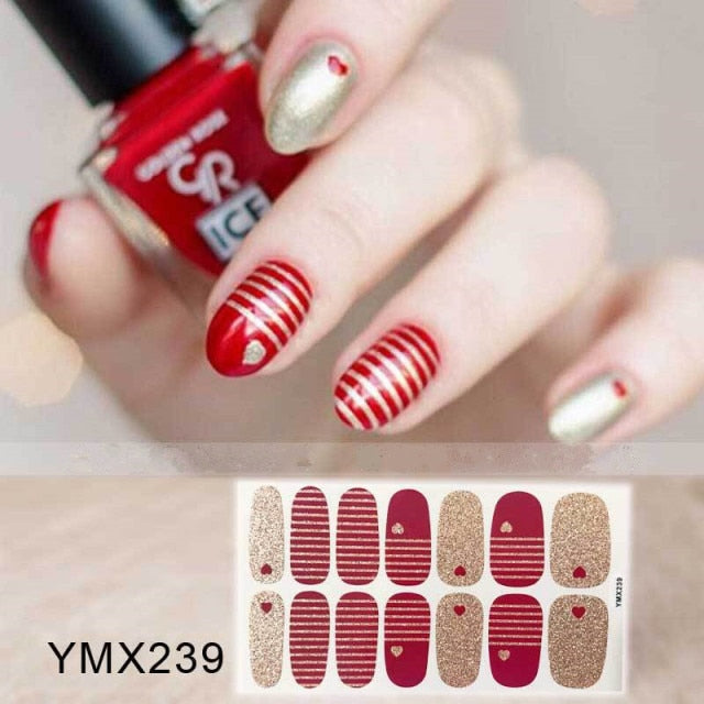  Valentines/All Seasons Nail Wraps Nail Stickers Nail Polish Strips Red ymx239 (2 wks SHIP).
