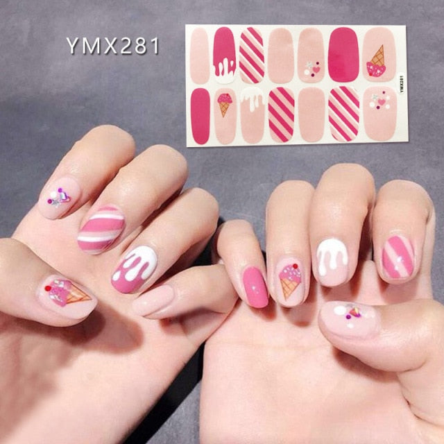  14 tips Full Cover Nail Stickers Nail Wraps ymx281 (2 wks SHIP).